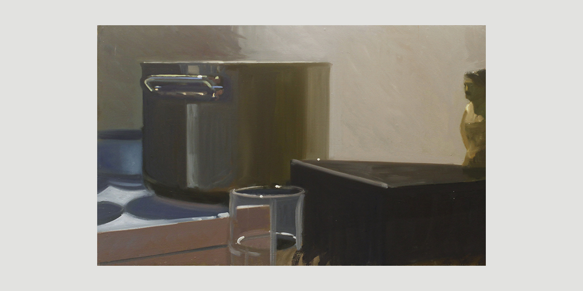 Stillife with pot & figure